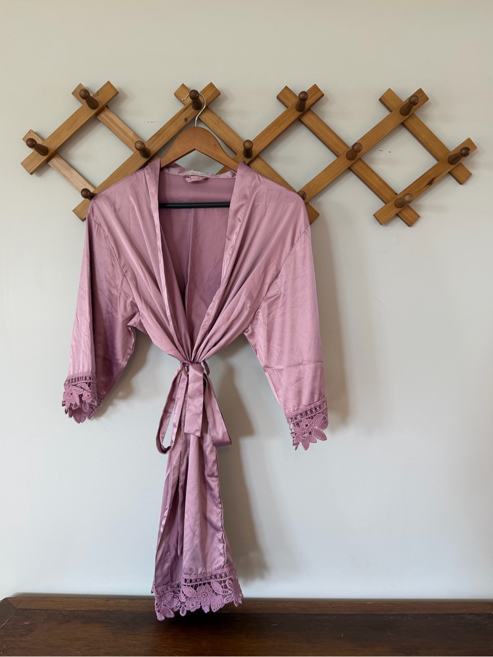 Mauve Kennedy Blue Satin & Lace Robe